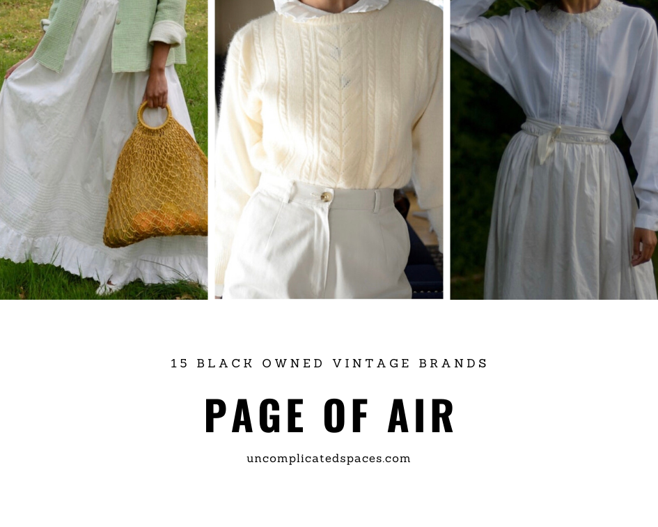 A collage of 3 images from Page of Air, one of the 15 black owned vintage brands on the list.