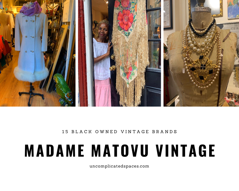 A collage of 3 images from Madame Matovu Vintage, one of the 15 black owned vintage brands on the list.